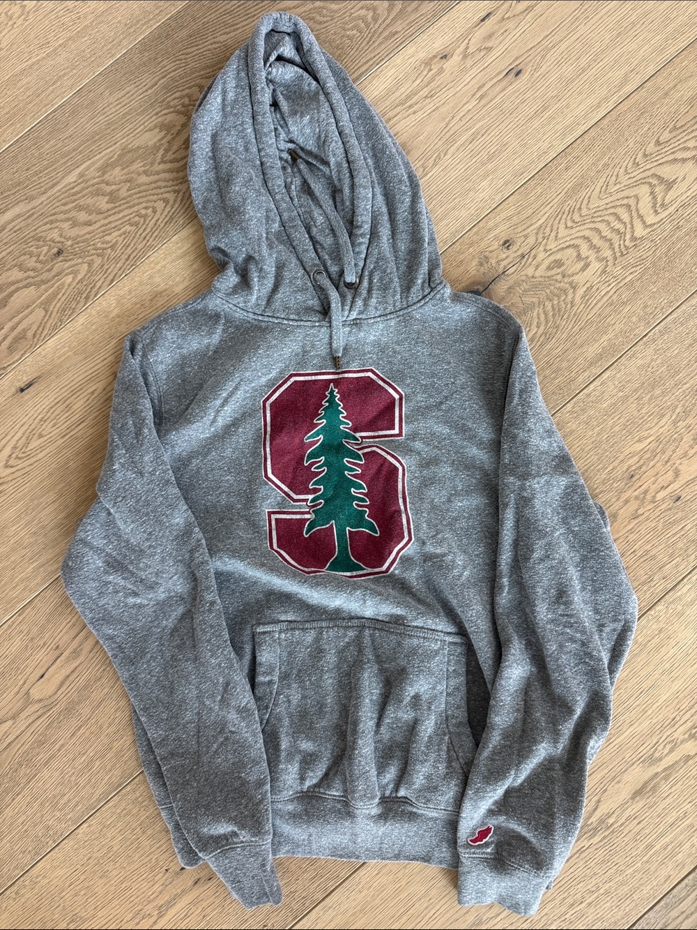 Women’s Stanford Grey Pullover Hoodie with Cardinal 'S' and Green Tree